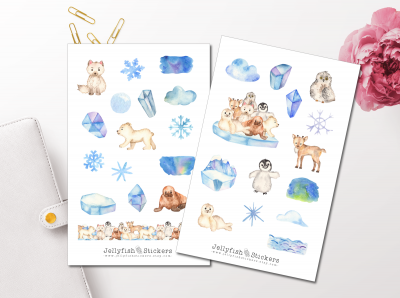 Arktische Tiere Sticker Set